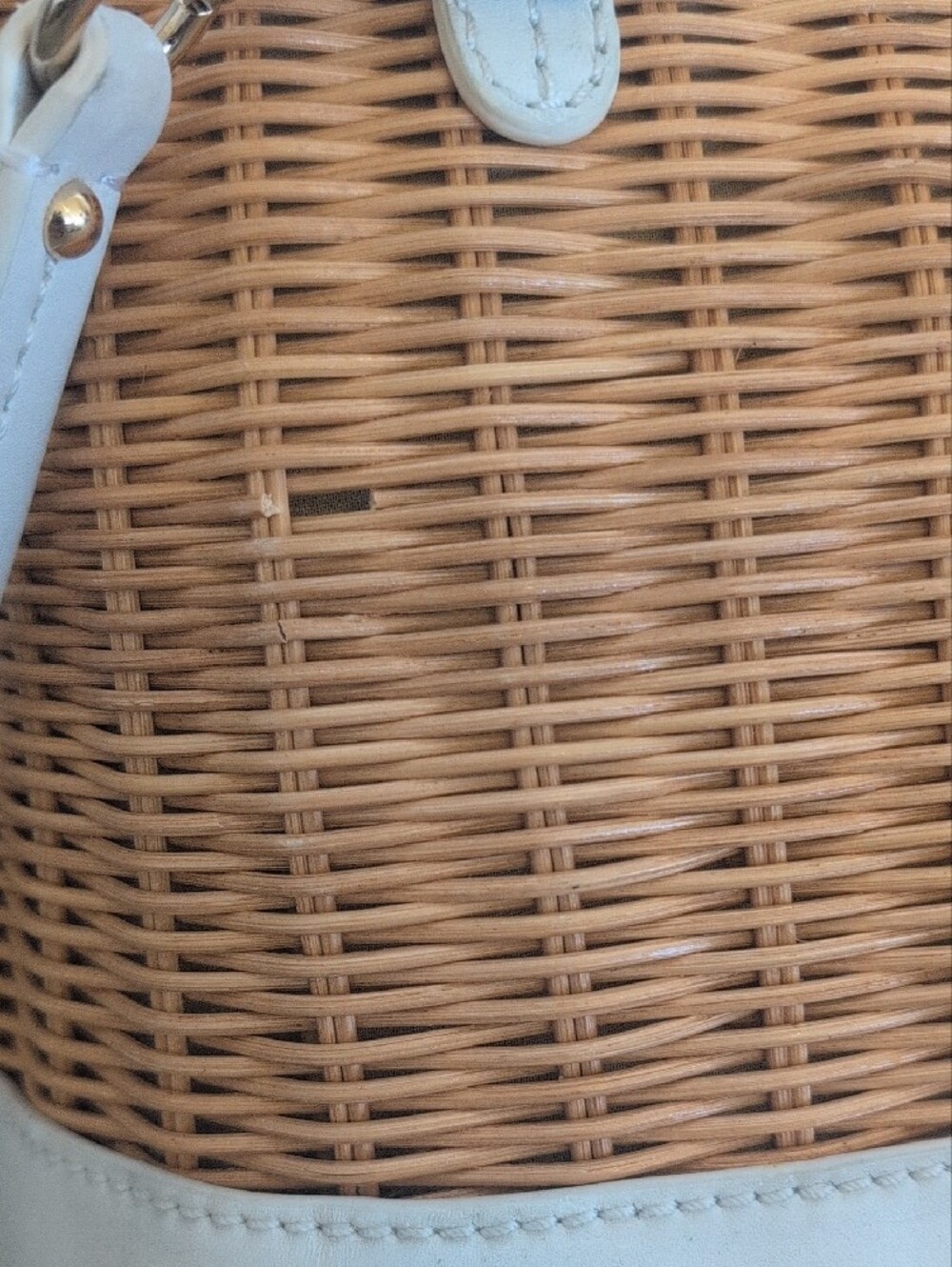 Kate Spade Woven Satchel with White Trim - Picture 4 of 7